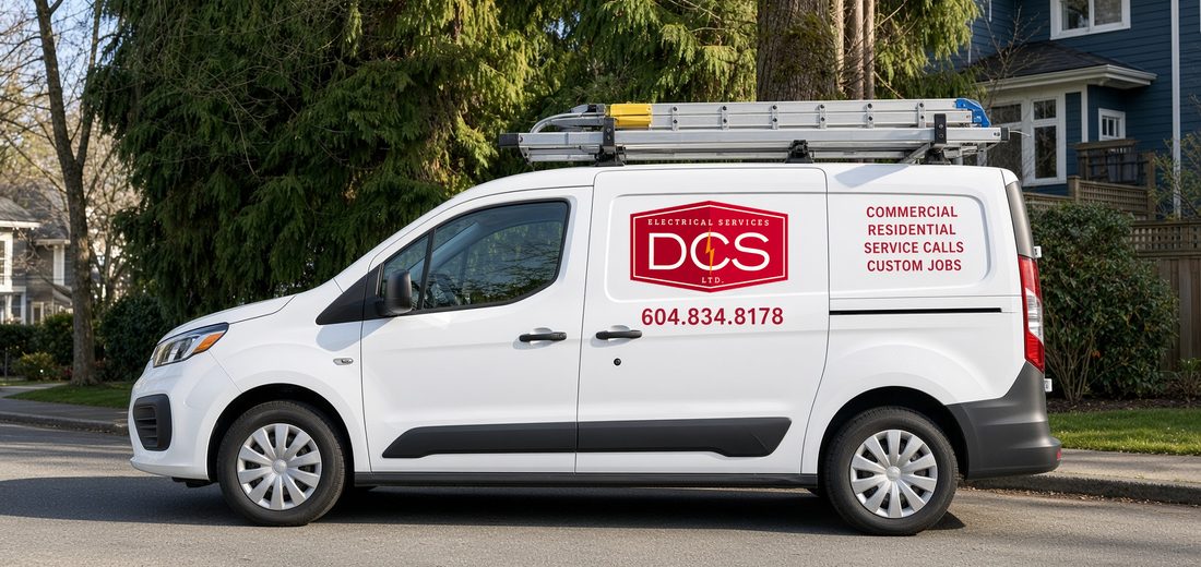 A DCS Electrical Services van on a job in the Lower Mainland