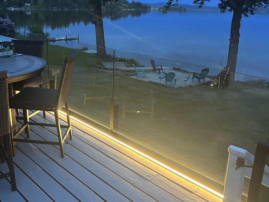 Deck rail lighting, lakeside property